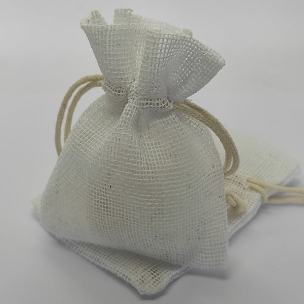 Sacchetto in tessuto grezzo H 10 cm - Bianco (C2644)