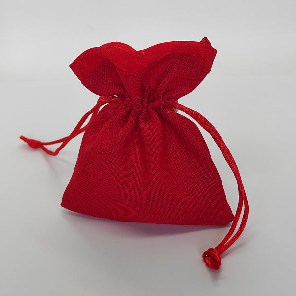 BOMBONIERE Sacchetto in tessuto rosso con bordo in tinta (C2742