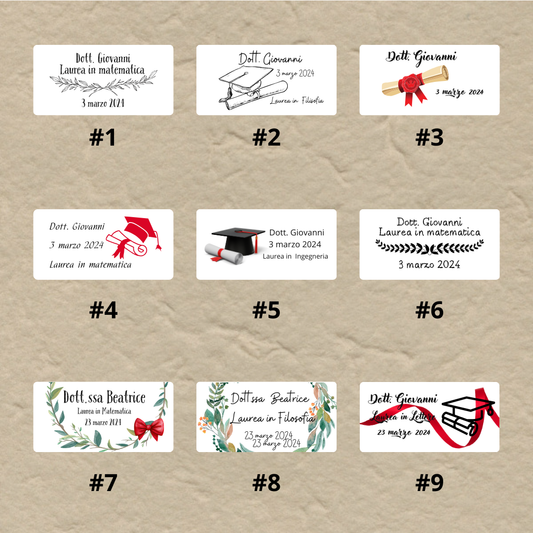 Bigliettini e tags personalizzati per bomboniere di Laurea