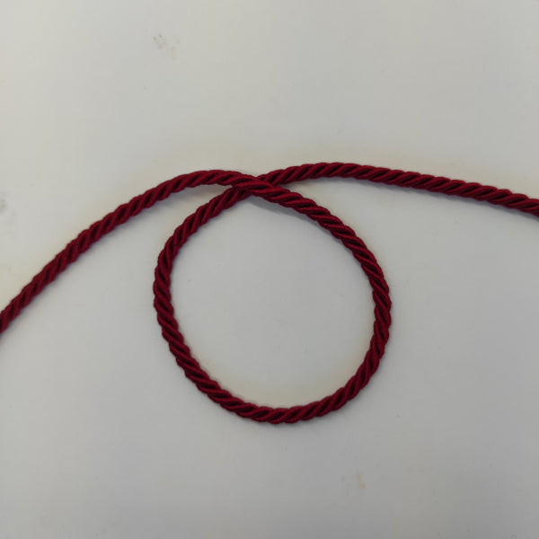 cordoncino ritorto a 3 capi rosso scuro