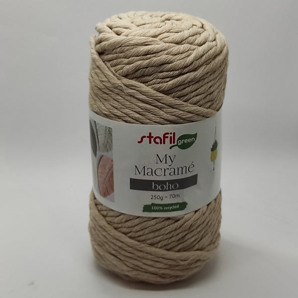 Filato Macramè Boho in cotone riciclato colore beige per nodi e decorazioni boho chic