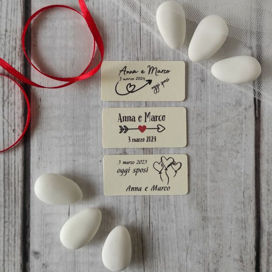 Bigliettini e tags personalizzati per bomboniere di matrimonio