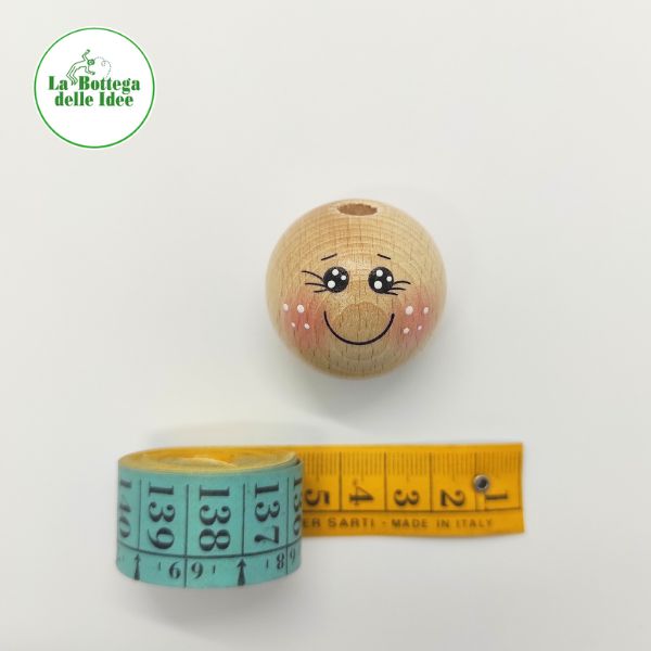 testina decorata su base in legno naturale - 35 mm