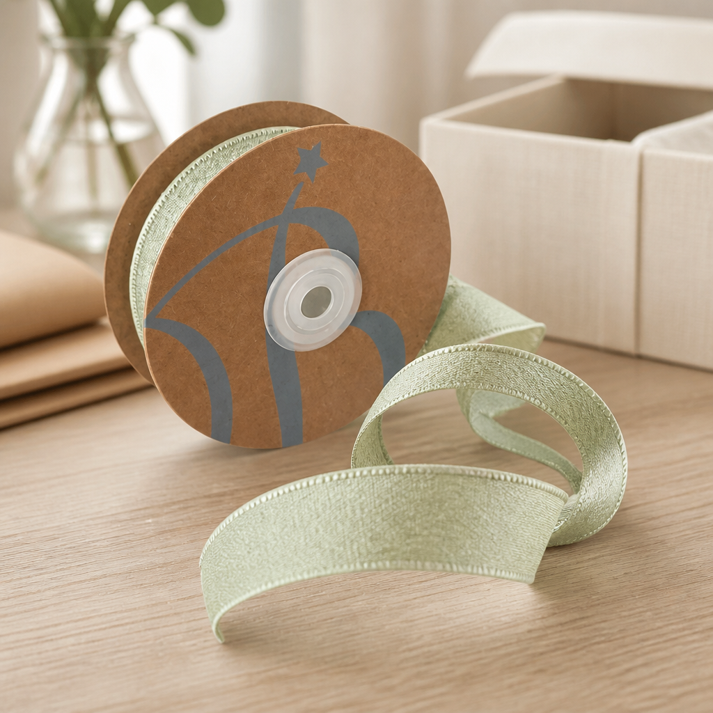 Nastro effetto crepe per fiocchi e decorazioni - H 25 mm - colore verde salvia