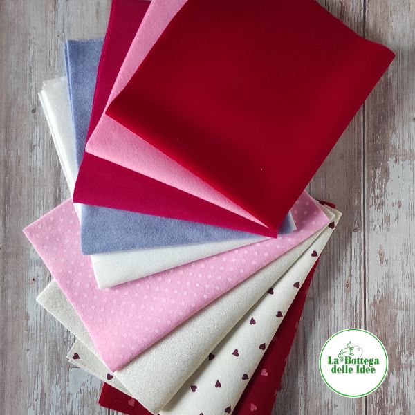 Set con 9 tagli di pannolenci per decorazioni per San Valentino