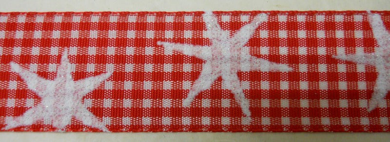 Nastro "Vichy con stelle" Rosso/Bianco