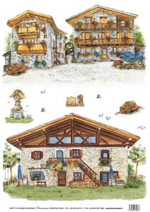 Carta di Riso per Découpage Serie 6 - Cod. 5102 - Chalet di Montagna 1