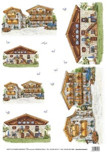 Carta di Riso per Découpage Serie 6 - Cod. 5103 - Chalet di Montagna 2