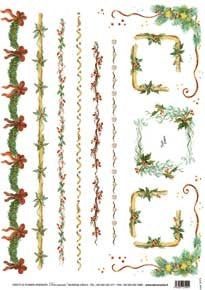 Carta di Riso per Découpage Serie 9 - Cod. 5171 - Cornici e Bordi Natalizi