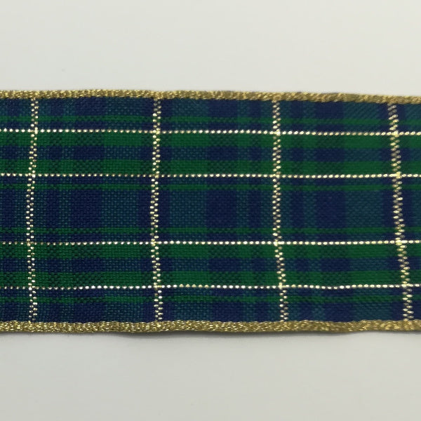 Nastro animato "Scozzese" Verde/Blu/Oro - 40 mm