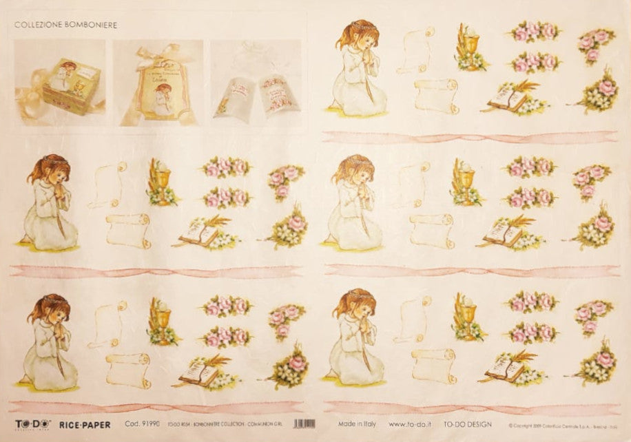 Carta di Riso TO-DO - Collezione Bomboniere - Comunione Bimba