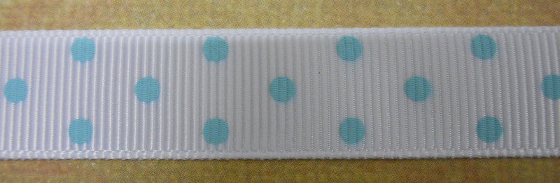 Nastro Gros Grain "Pois" - Cielo su fondo Bianco (A11147) - La Bottega delle Idee - Rimini