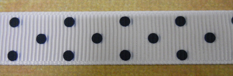 Nastro Gros Grain "Pois" - Blu su fondo Bianco (A11159) - La Bottega delle Idee - Rimini