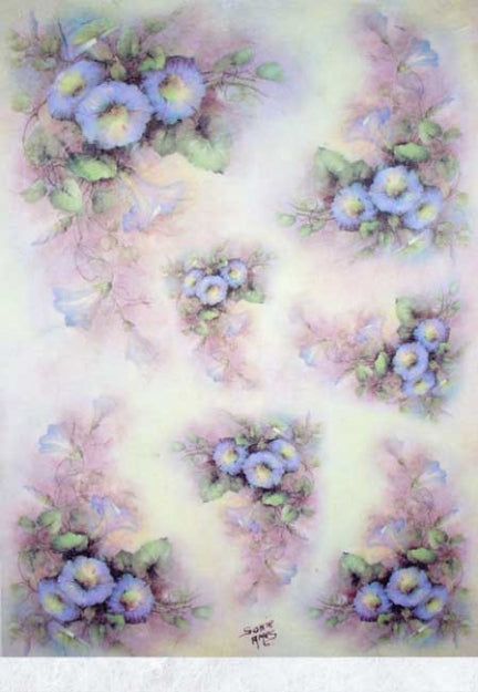 Carta di Riso per Découpage Sonia Ames - Cod. AM7709 - Campanelle Blu