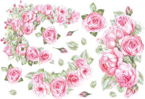 Stamperia carta di riso per Découpage motivo rose rosa