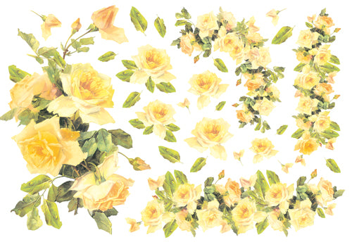 Stamperia carta di riso per Découpage motivo rose gialle