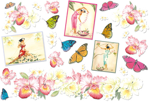 Stamperia carta di riso per Découpage motivo farfalle e fiori