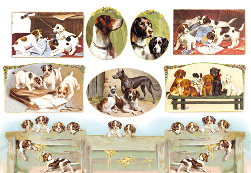 Stamperia carta di riso per Découpage motivo cani