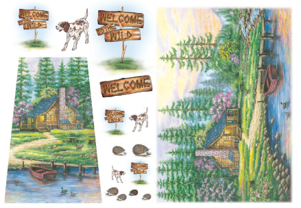 Stamperia carta di riso per Découpage motivo casa nel bosco