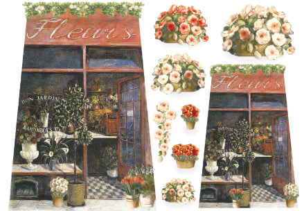Stamperia carta di riso per Découpage motivo negozio di fiori 2