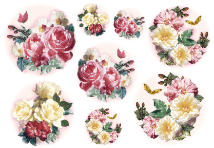Stamperia carta di riso per Découpage motivo rosoni con rose