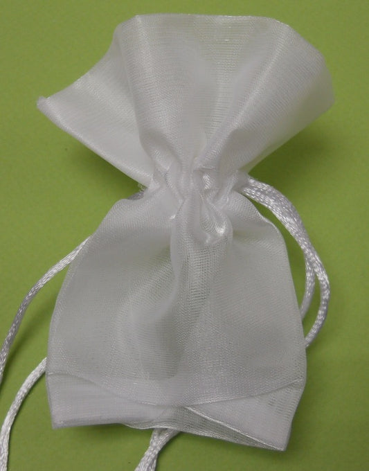 Sacchetto in organza lucida colore bianco per confezione bomboniere