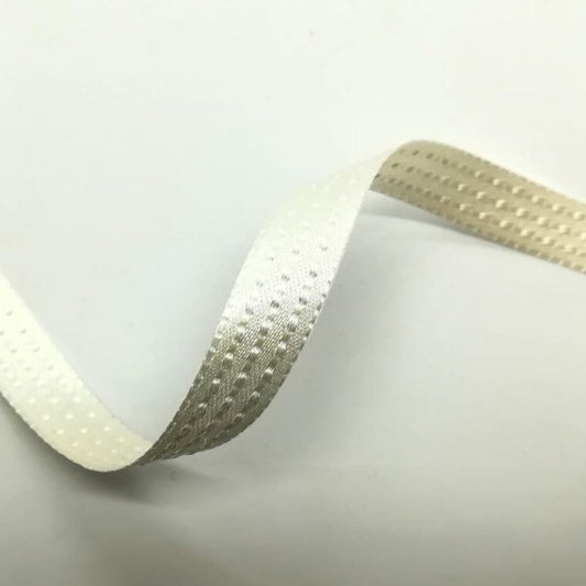 Nastro raso avorio "Puntini" H 10 mm