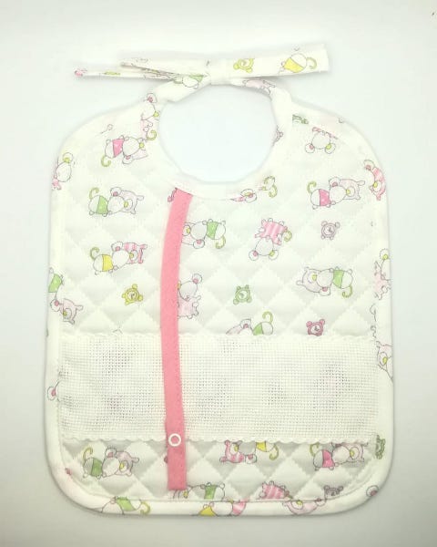 DMC Bavaglino 6 mesi con stringa portaciuccio rosa - RS 1924