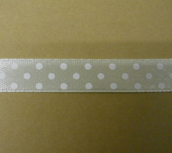 Nastro di Raso "Pois" Bianco su fondo Avorio (DP1102)