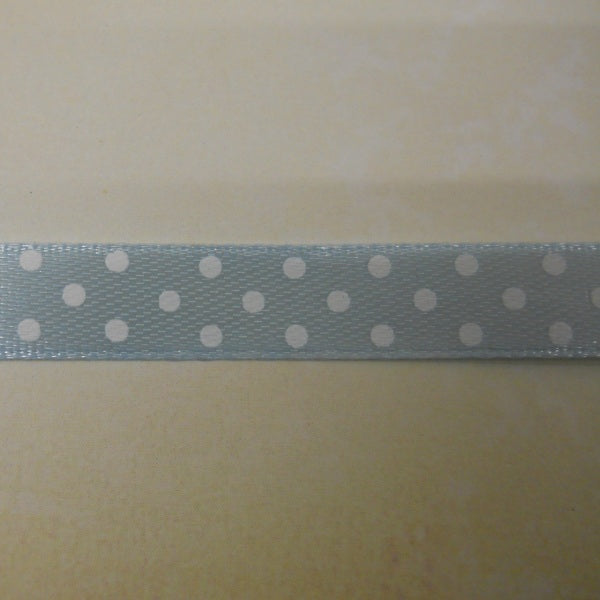 Nastro di Raso "Pois" Bianco su fondo Celeste (DP1118)