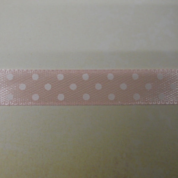 Nastro di Raso "Pois" Bianco su fondo Rosa (DP1115)