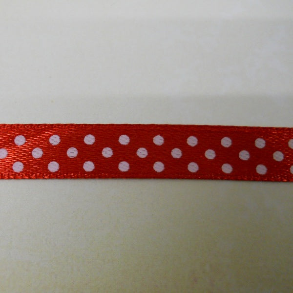 Nastro di Raso "Pois" Bianco su fondo Rosso (DP1116)