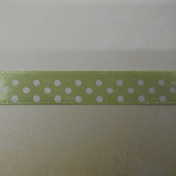 Nastro di Raso "Pois" Bianco su fondo Verde chiaro (DP1106)