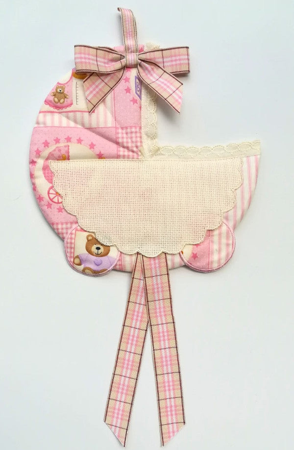 Fiocco Nascita "Carrozzina" - Rosa