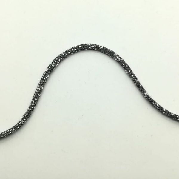 Cordoncino acrilico/lurex nero e argento diametro 1,5 mm
