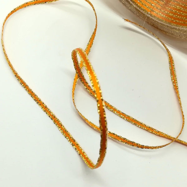 Nastrino raso Arancione e Oro - H 03 mm