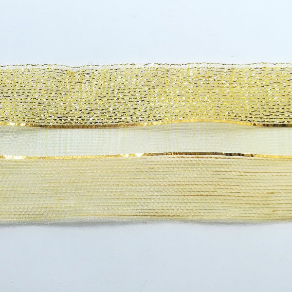 Nastro "Trasparenze" Avorio e Oro - H 40 mm