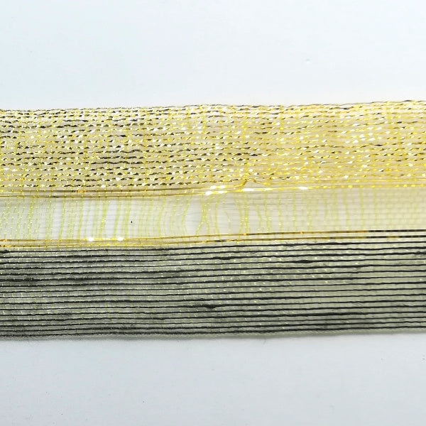 Nastro "Trasparenze" Verde e Oro - H 40 mm