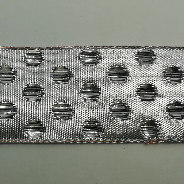 Nastro Argento metallico effetto pois - H 40 mm