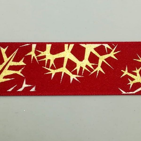 Nastro raso rosso stampato oro - H 25 mm – La Bottega delle Idee