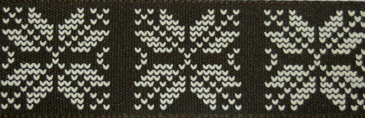 Nastro "Fiocco di neve" Marrone/Bianco - 25 mm