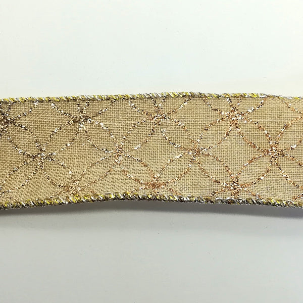 Nastro Elegant in Juta/Oro/Argento - 38 mm