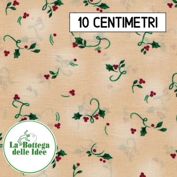 Tessuto americano 100% cotone - Pungitopo su fondo beige
