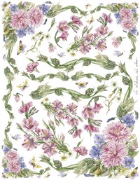 Decomania - Peonie e fiori azzurri medio piccoli