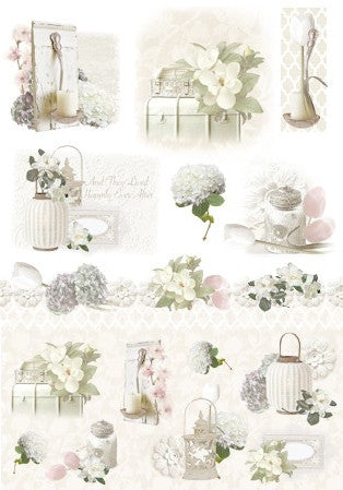 Silk Print Paper 271 - White Flowers - La Bottega delle Idee - Rimini