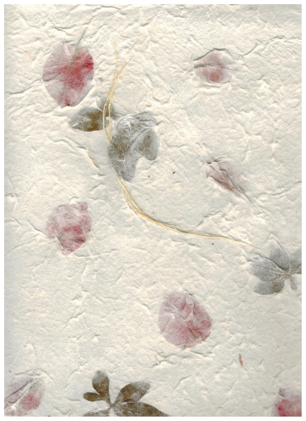 Carta di Gelso con inserti floreali - Petali Rosa e Foglie (A00)