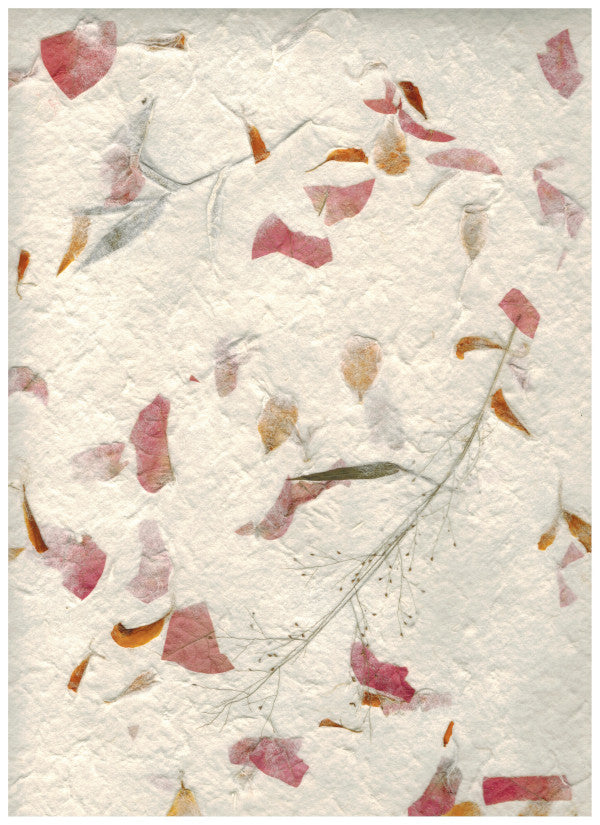 Carta di Gelso con inserti floreali - Petali Gialli e Rosa (A28)