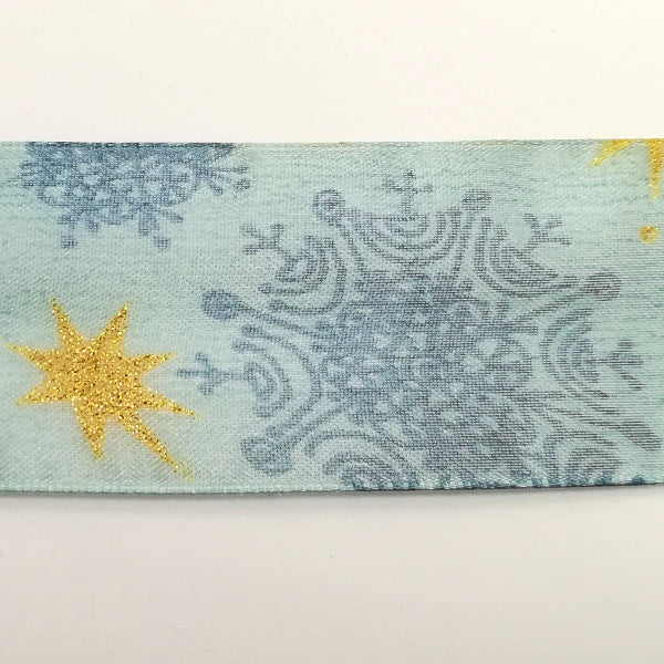 Nastro animato "Fiocchi di neve" Avio/Oro - 40 mm