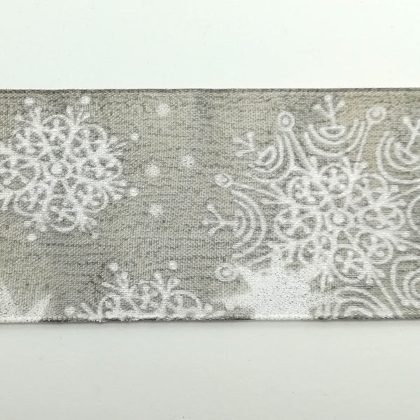 Nastro animato "Fiocchi di neve" Grigio/Bianco - 40 mm