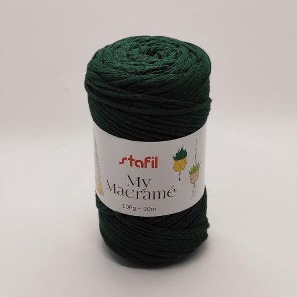 Gomitolo My Macramè Ø 2 mm in cotone verde scuro per intrecci e fai-da-te